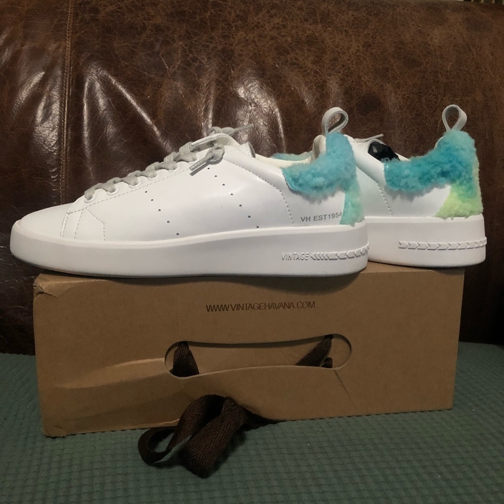 VINTAGE HAVANA Destiny Tie Dye Faux Fur Detail Sneaker Size 8 - Picture 7 of 10